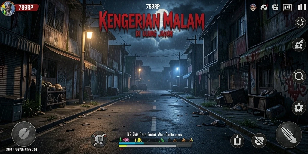Tampilan gameplay 789RP dengan suasana menyeramkan dan mencekam.