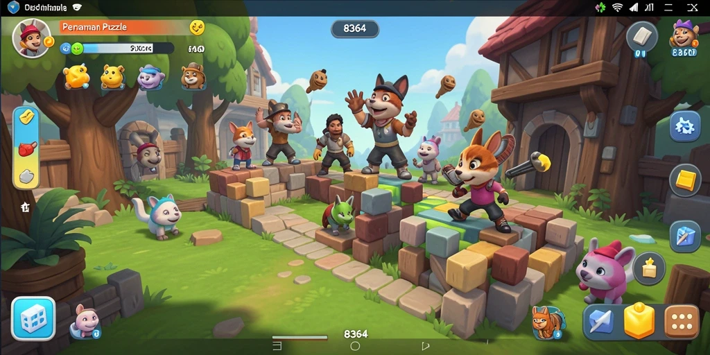 Tampilan gameplay menantang di 8364 dengan berbagai teka-teki.