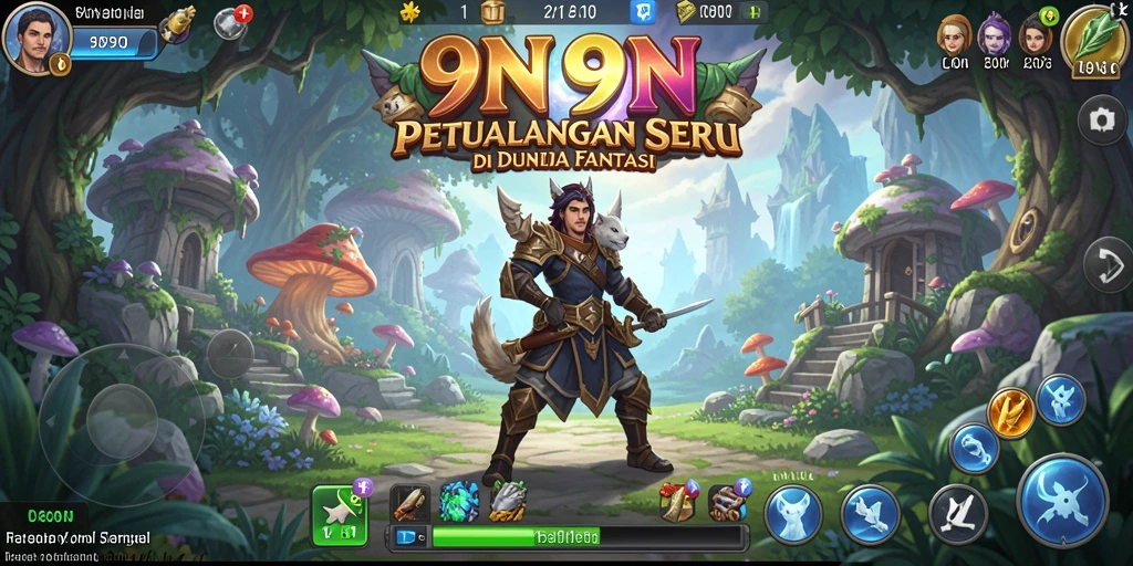 Screenshot gameplay 9N9N menampilkan pertempuran seru dengan karakter dan skill yang menarik.