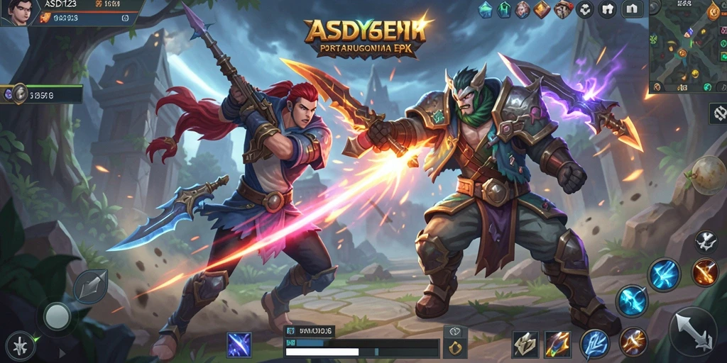 Tampilan gameplay MOBA yang dinamis di ASD123.