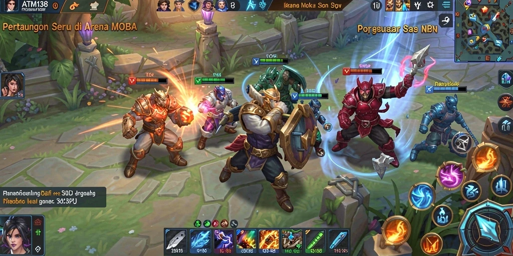 Gameplay seru dan strategis dari ATM138 di arena MOBA.