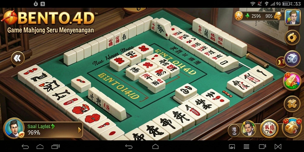 Screenshot BENTO4D menampilkan gameplay Mahjong yang menantang.