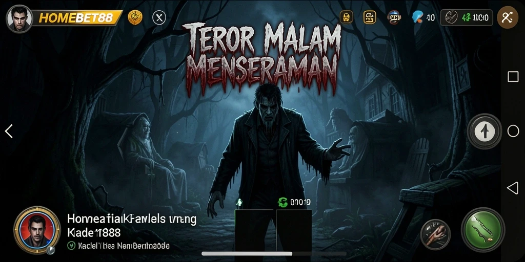 Tampilan gameplay HOMEBET88 yang menegangkan dan seram.