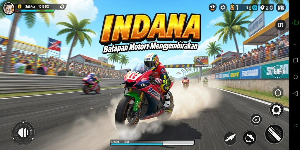 Gameplay seru dan mendebarkan dalam balapan motor.