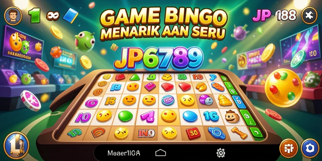 Screenshot gameplay JP6789 dengan tampilan kartu Bingo yang ceria.