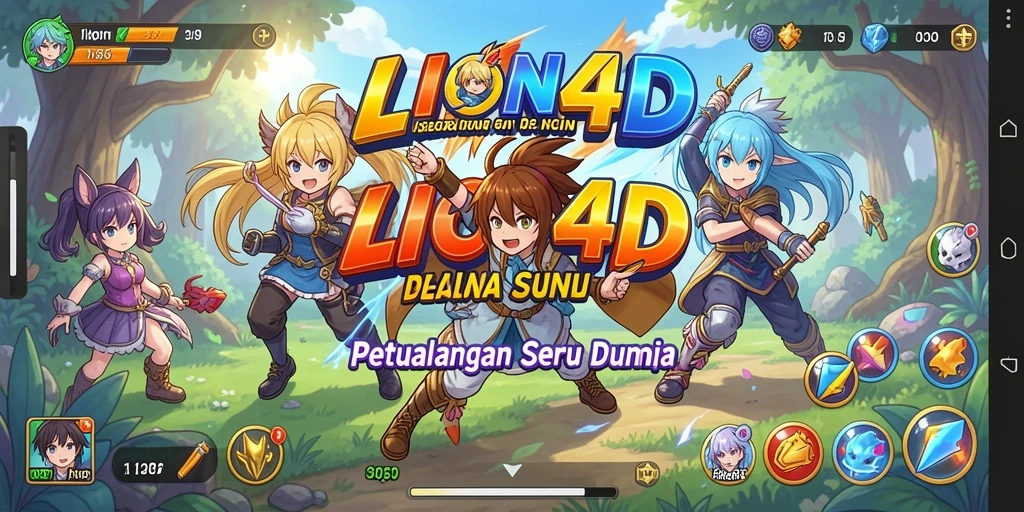 Screenshot utama LION4D menampilkan aksi seru dalam dunia anime.