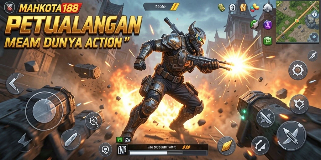 Tampilan menarik dari gameplay action di MAHKOTA188.