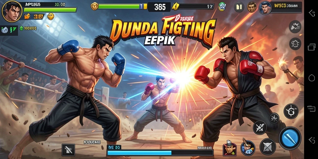 Screenshot utama MPO555 dengan aksi pertarungan yang mendebarkan.