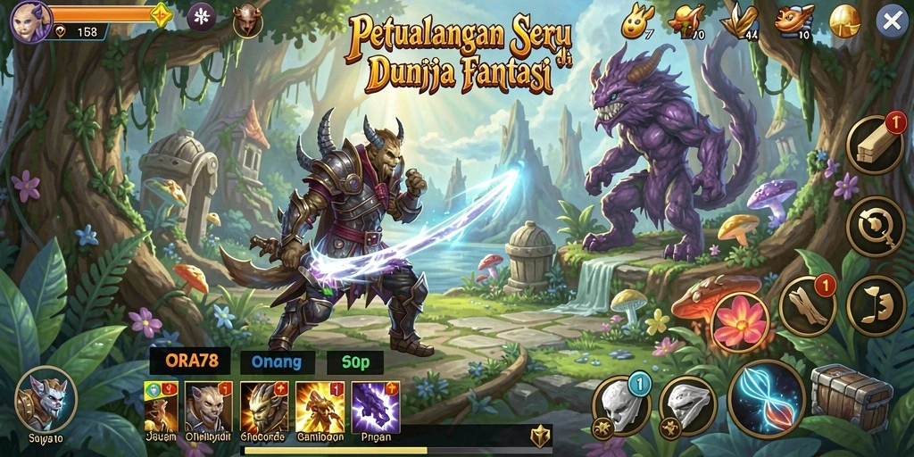 Tampilan gameplay menawan di dunia RPG ORA78 yang penuh petualangan.