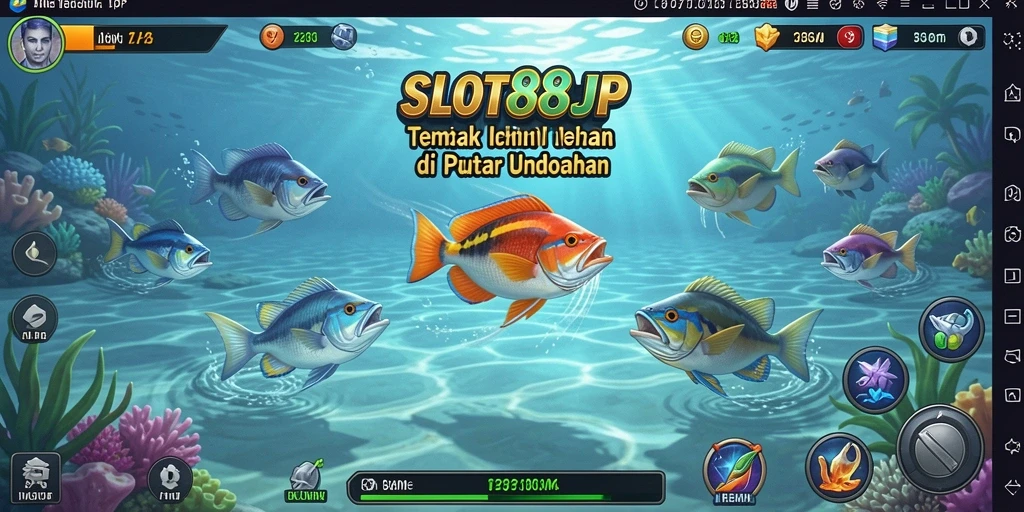Tampilan gameplay SLOT88JP menunjukkan aksi menangkap ikan yang seru.