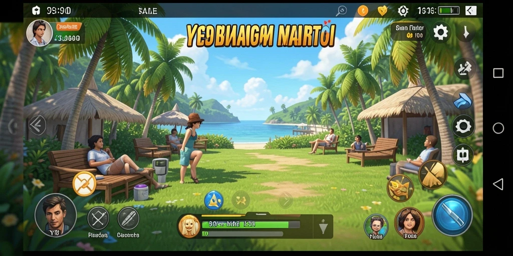 Screenshot gameplay Y89 menampilkan karakter lucu dan level berwarna-warnai.